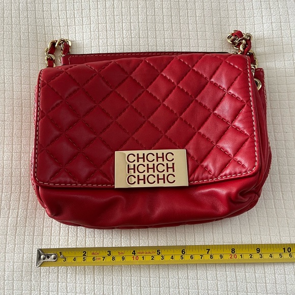 Carolina Herrera CH Red Quilted Shoulder Bag - Picture 7 of 8